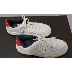 Nautica Kids Lake Edge Sneakers Size 4Y White Red Navy Casual Shoes Youth